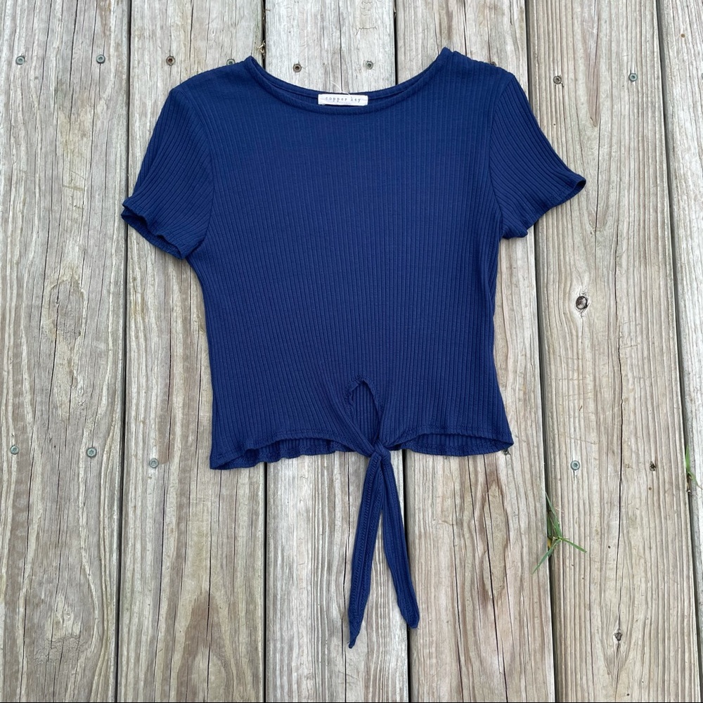 Copper Key Dark Blue Crop Top